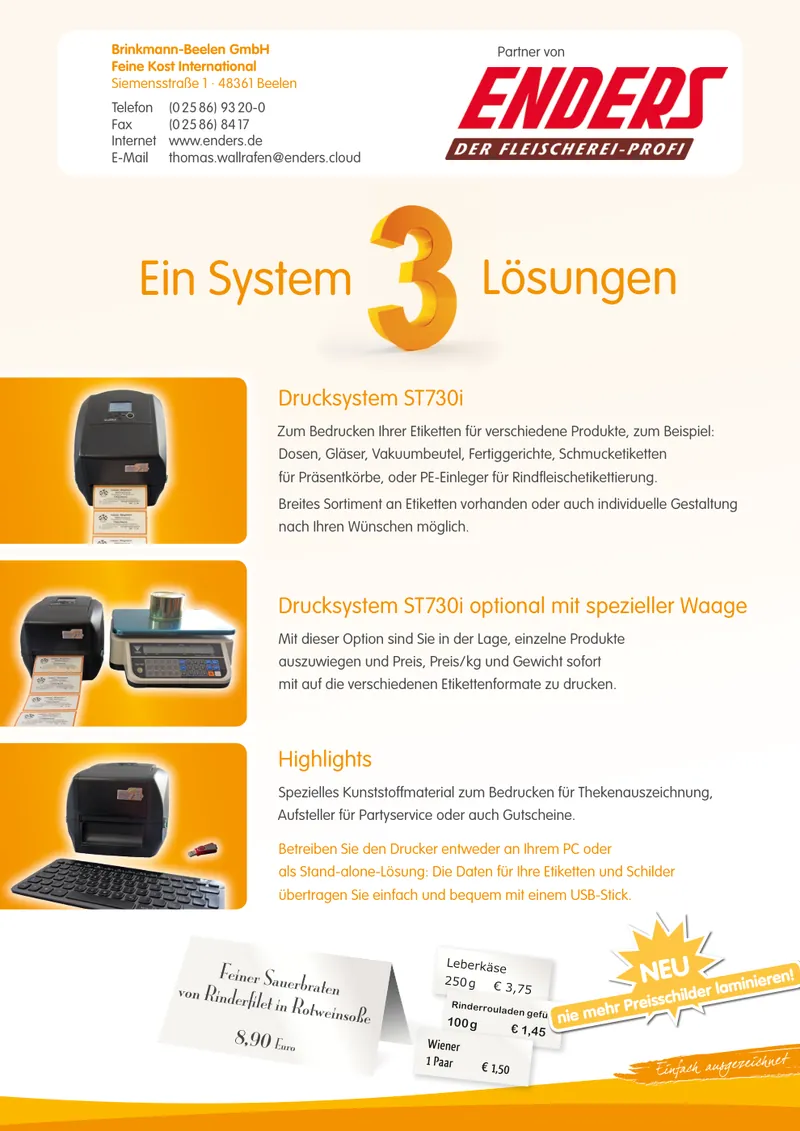 Handout »Ein System, 3 Lösungen« mit drei Druckern